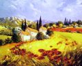Vignes et coquelicots - Paysages